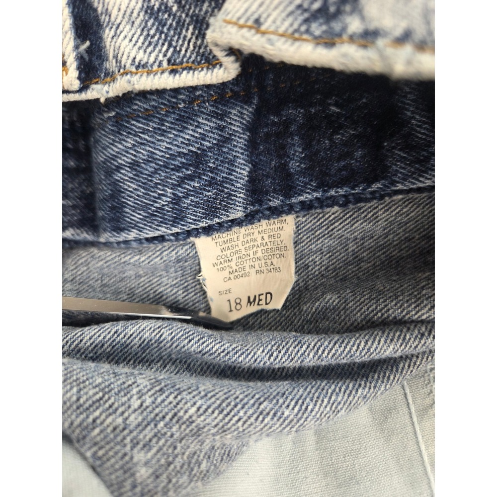 Lee Jeans Women 18 MED Blue Acid Wash High Waist Tapered Leg Vintage 90s USA - Picture 6 of 8